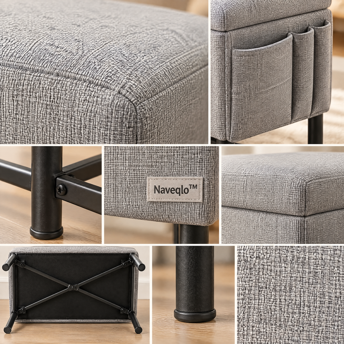 Naveqlo™ BedsidePocket Side-Pocket Multipurpose Bedside Bench image 4