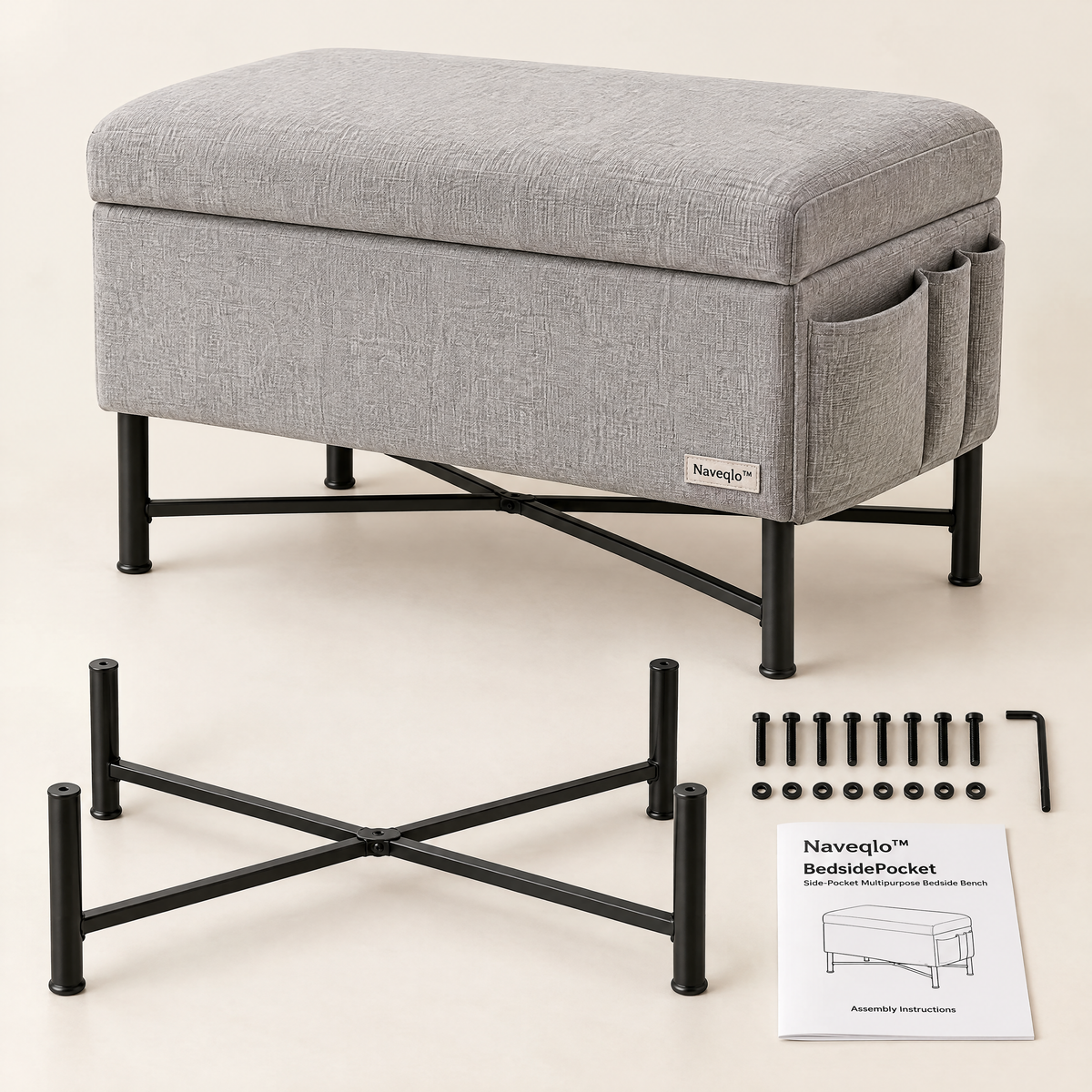 Naveqlo™ BedsidePocket Side-Pocket Multipurpose Bedside Bench image 5