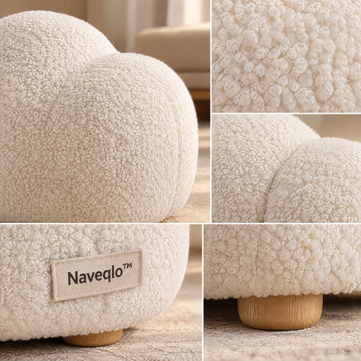 Naveqlo™ CloudBoucle Sherpa Cloud-Shaped Footstool image 4