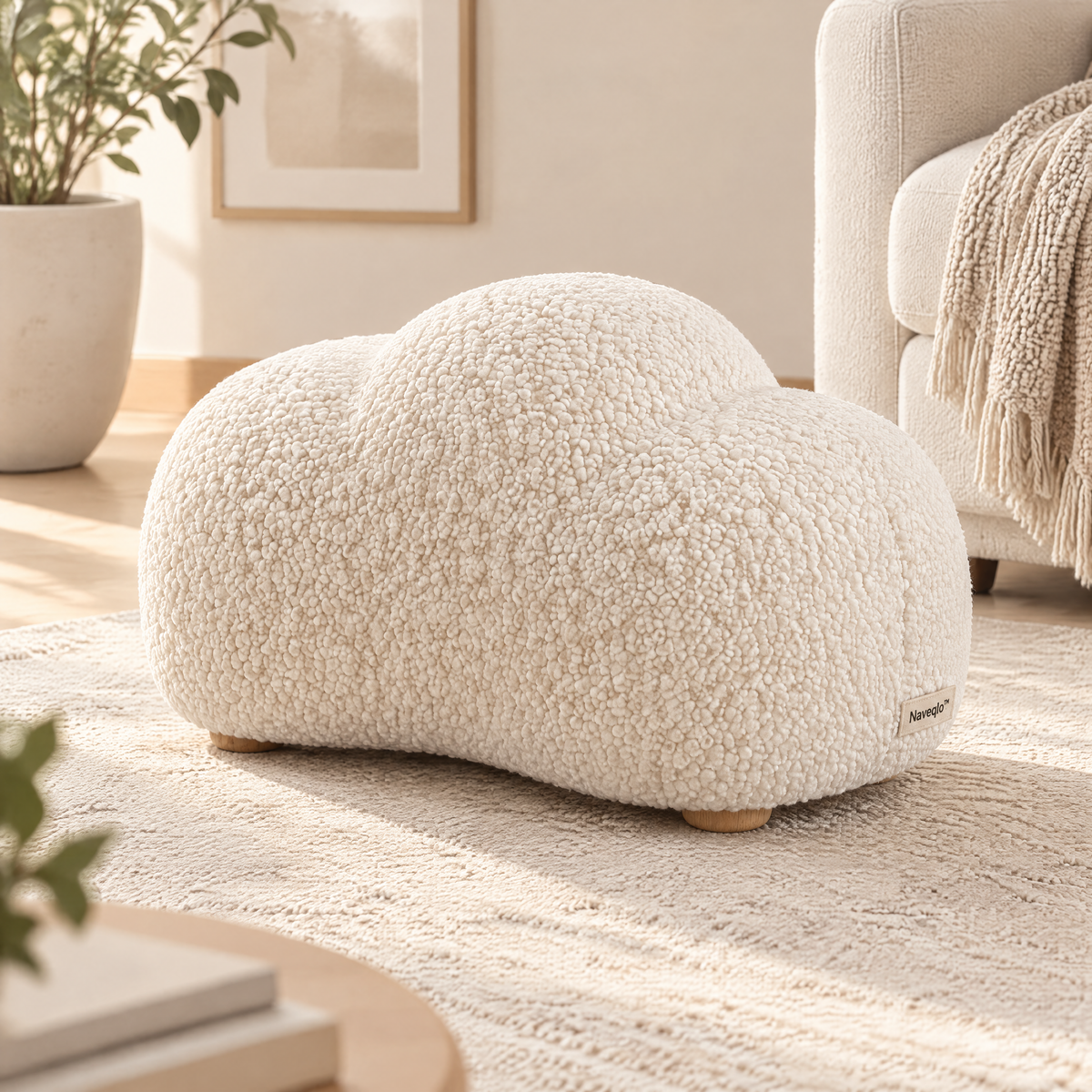 Naveqlo™ CloudBoucle Sherpa Cloud-Shaped Footstool image 5