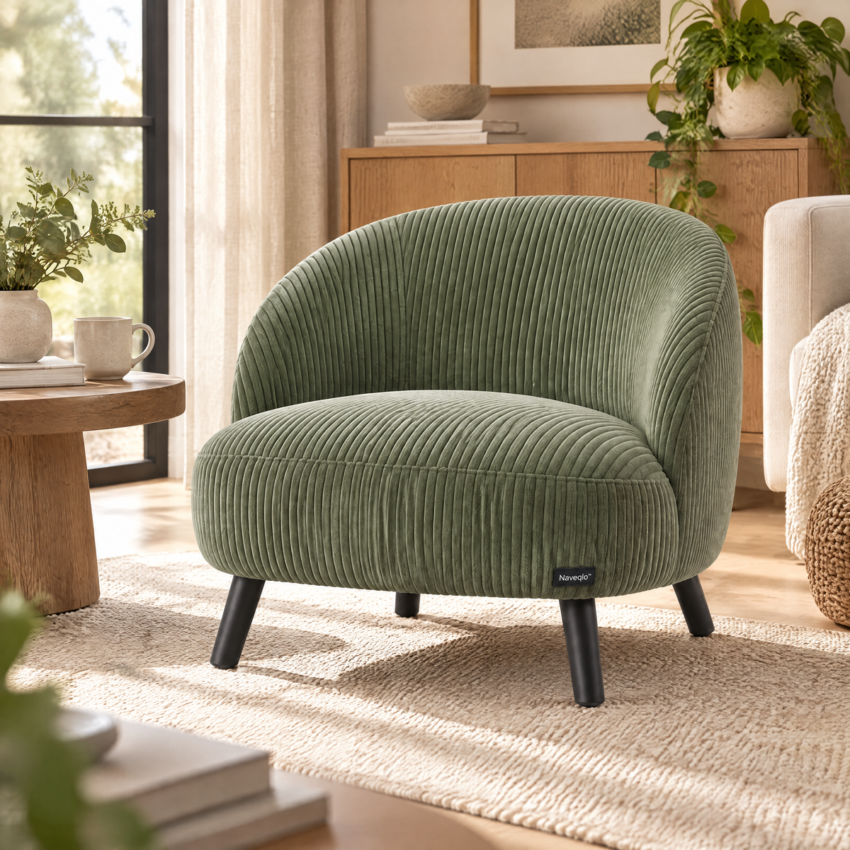 Naveqlo™ CordArc Corduroy Curved-Back Low Chair product view