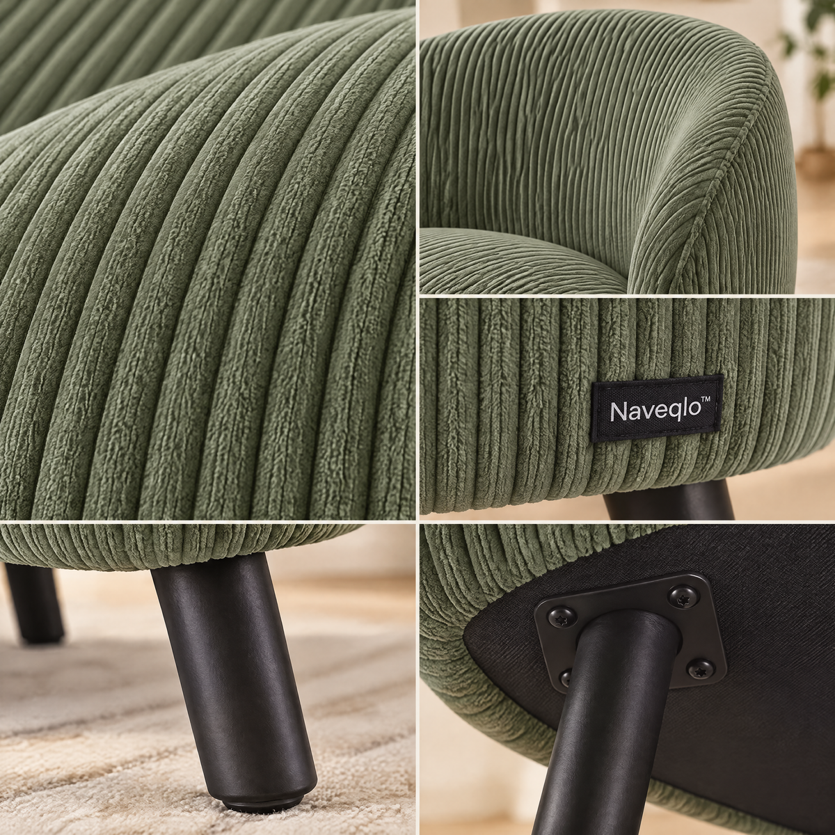 Naveqlo™ CordArc Corduroy Curved-Back Low Chair image 4