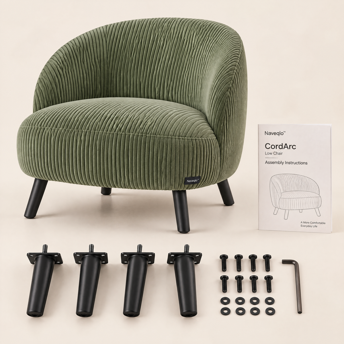 Naveqlo™ CordArc Corduroy Curved-Back Low Chair image 5