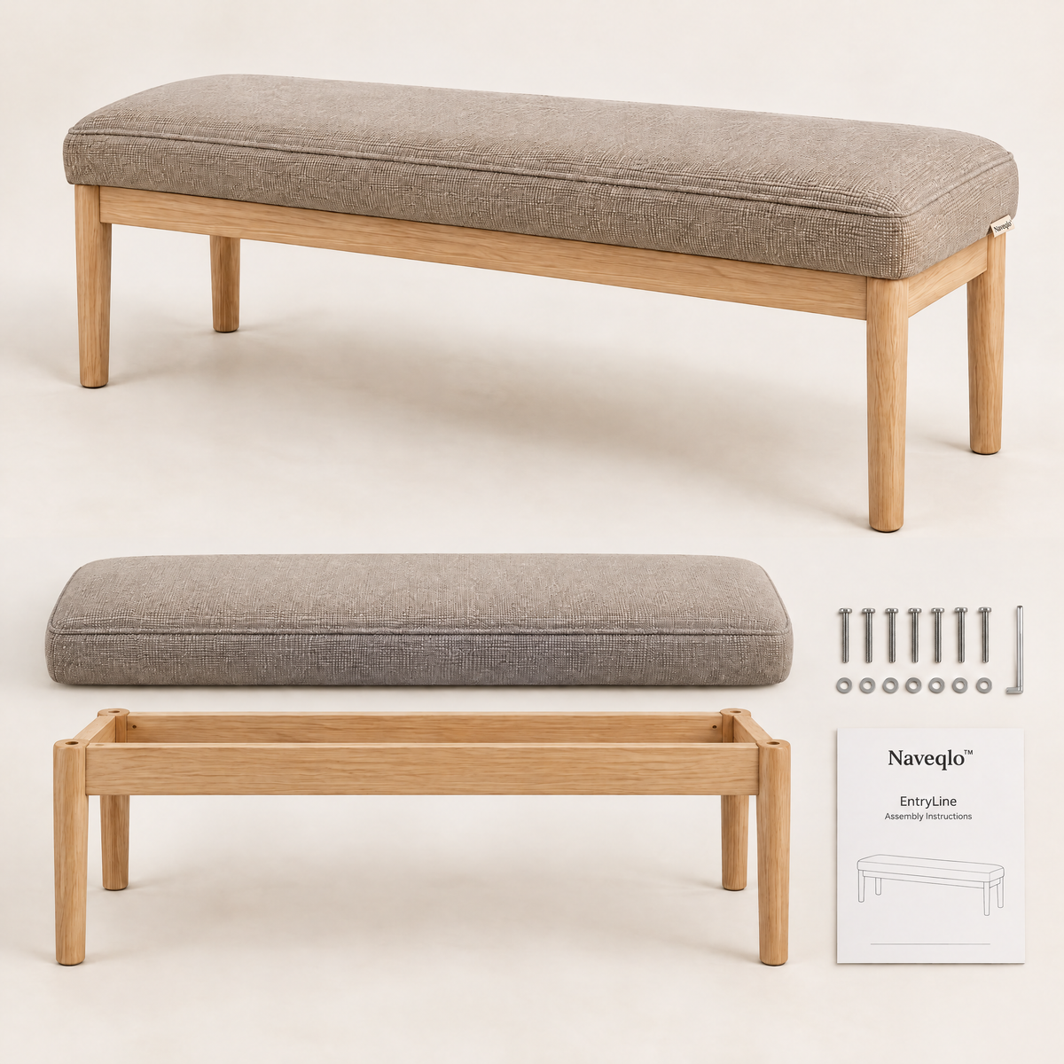 Naveqlo™ EntryLine Rectangular Upholstered Entryway Bench image 5