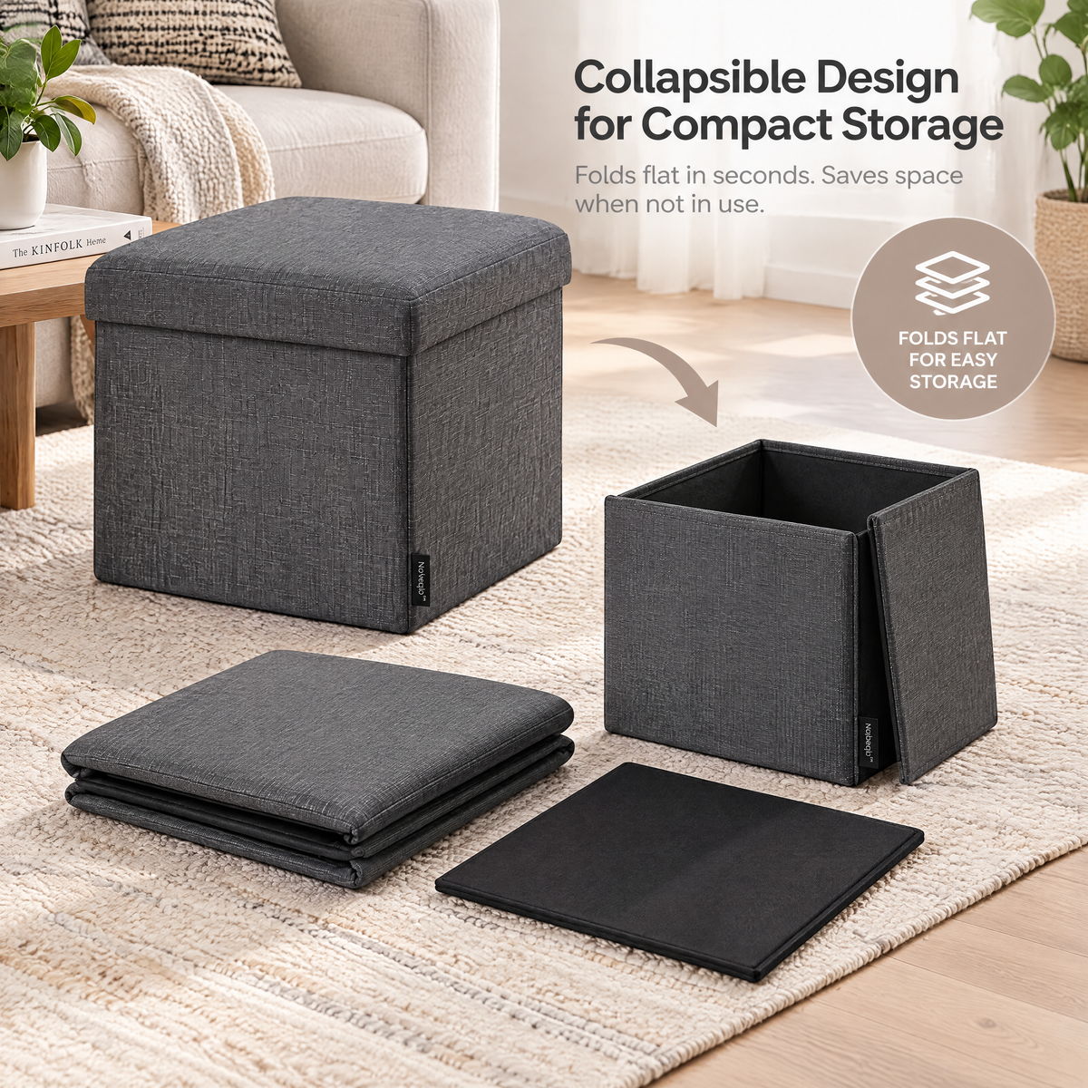 Naveqlo™ FoldCube Folding Square Storage Ottoman image 3