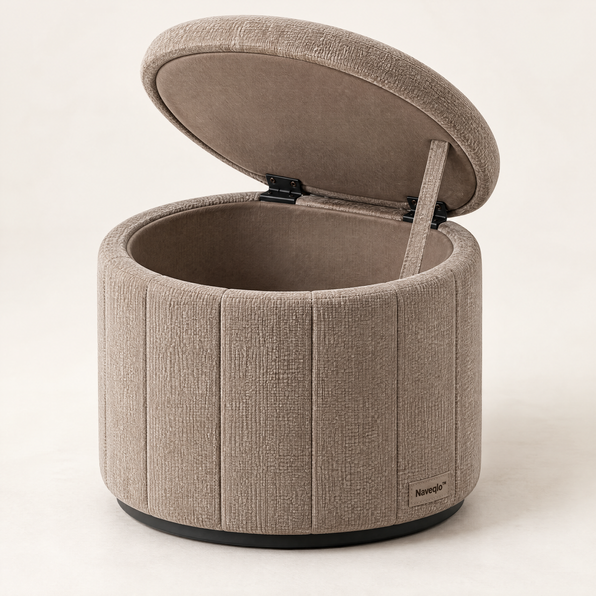 Naveqlo™ HaloStore Lift-Top Round Storage Ottoman image 2