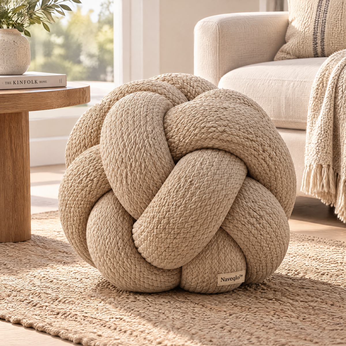 Naveqlo™ KnotHaven Woven Rope-Knot Pouf image 3