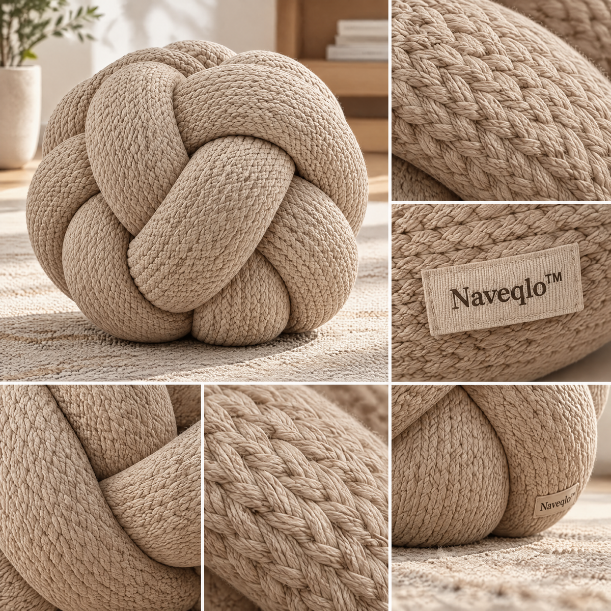 Naveqlo™ KnotHaven Woven Rope-Knot Pouf image 4
