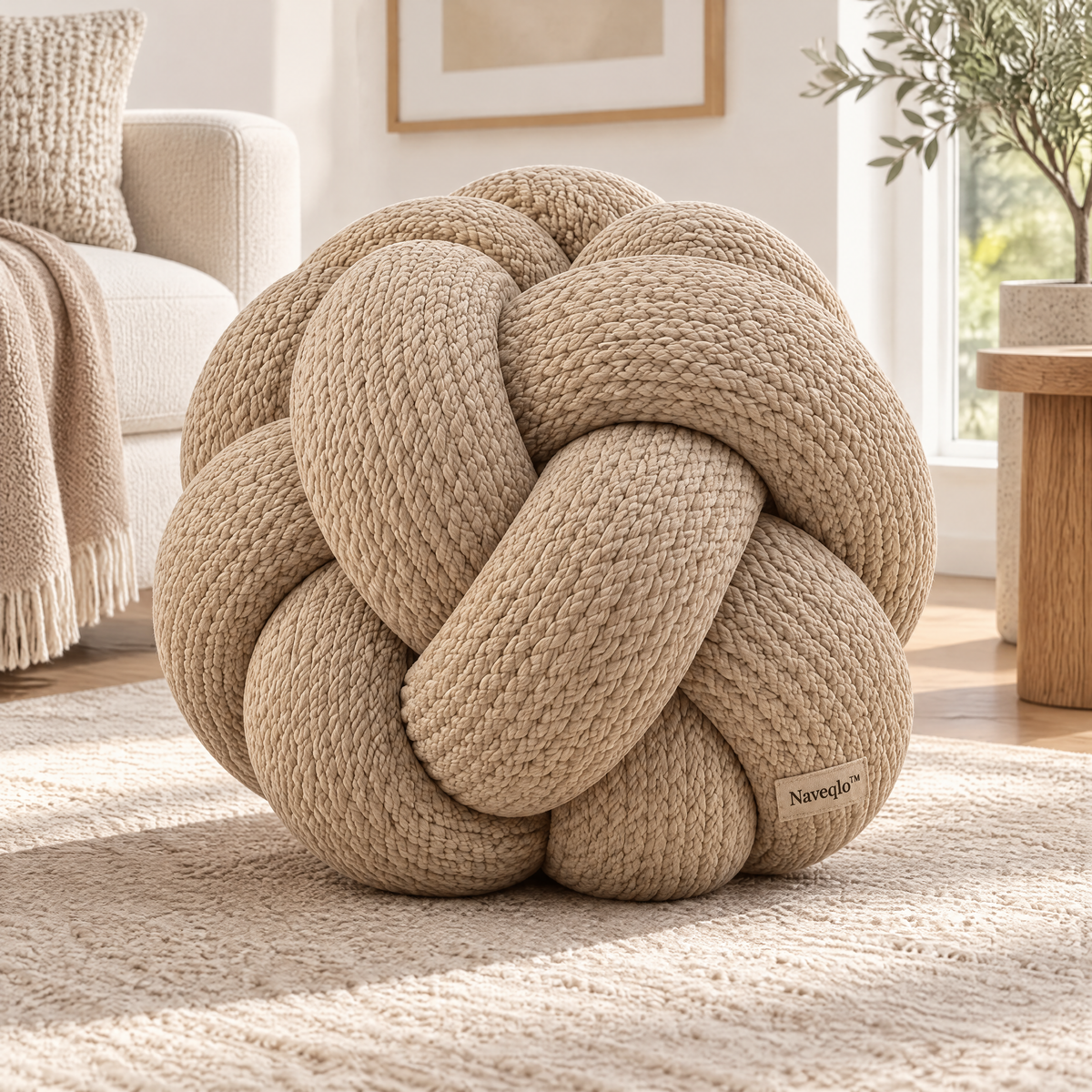 Naveqlo™ KnotHaven Woven Rope-Knot Pouf image 5