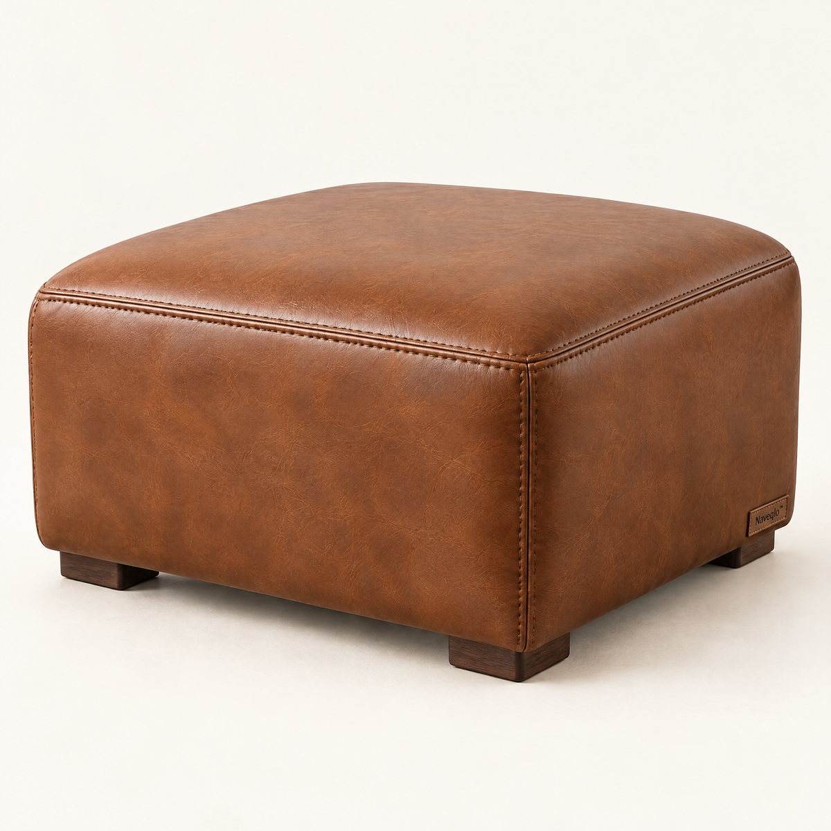 Naveqlo™ LeatherBlock Thick Padded Square Vegan Leather Footrest image 2