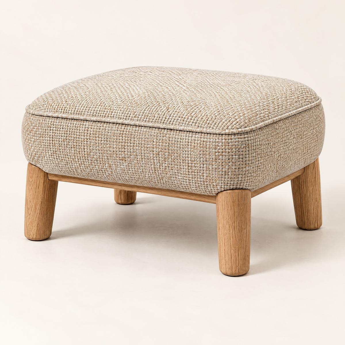 Naveqlo™ OakEase Solid-Wood Rounded Fabric Footstool image 2