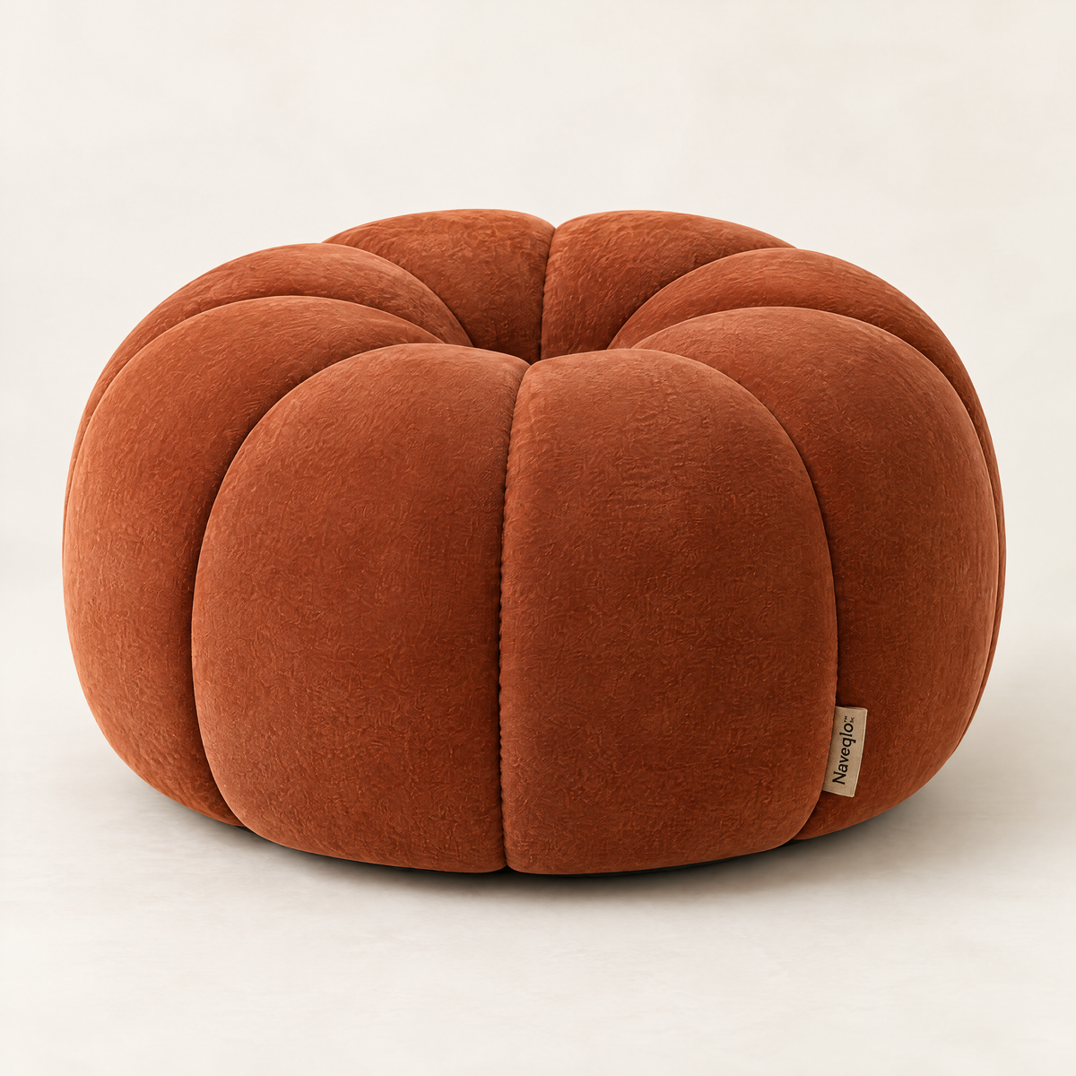 Naveqlo™ PumpkinNest Channel-Tufted Pumpkin Round Pouf image 2