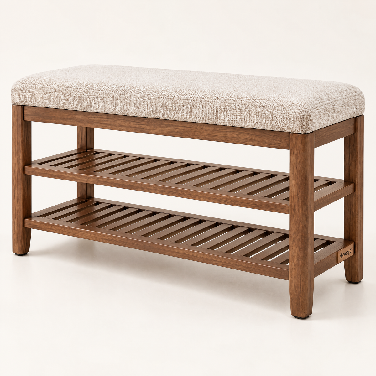 Naveqlo™ ShoeTier Two-Tier Shoe-Rack Upholstered Bench image 2