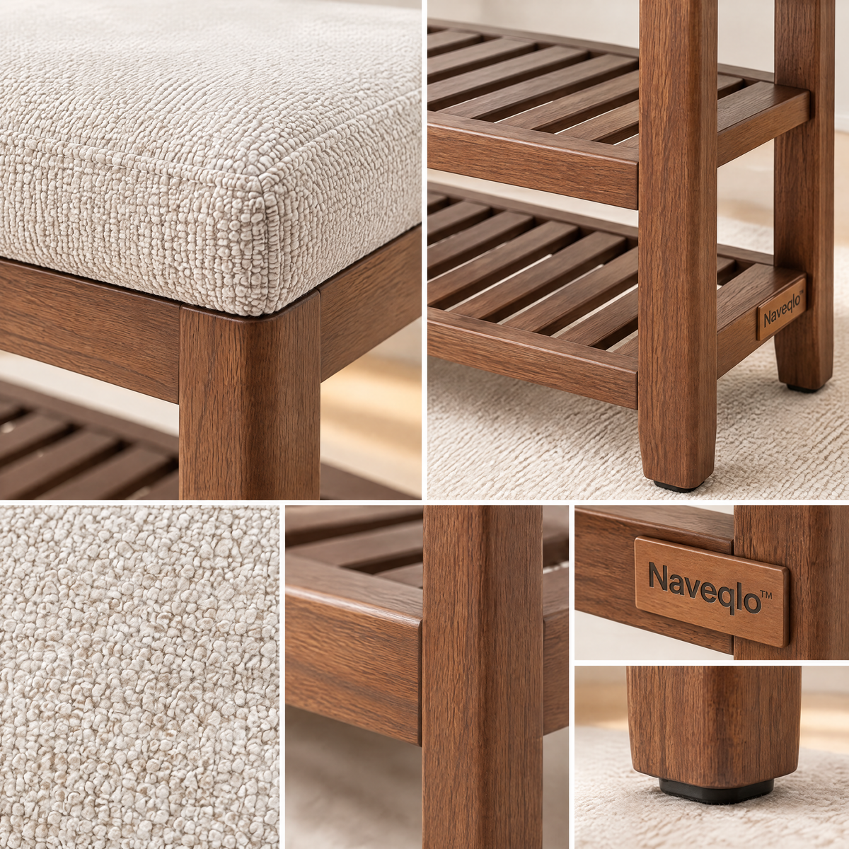 Naveqlo™ ShoeTier Two-Tier Shoe-Rack Upholstered Bench image 4